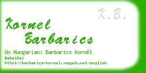 kornel barbarics business card